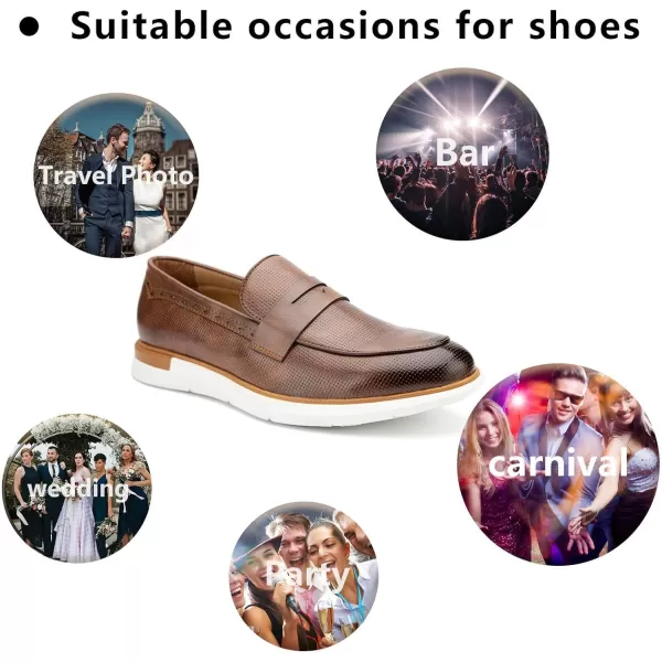 Meijiana Mens Classic Loafers Shoes Faux Leather Loafers Wedding Dress ShoesBrown04