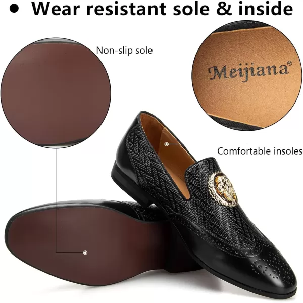 Meijiana Mens Fashion Classic Faux Leather Loafers and Weeding Dress Shoes for MenBlack02