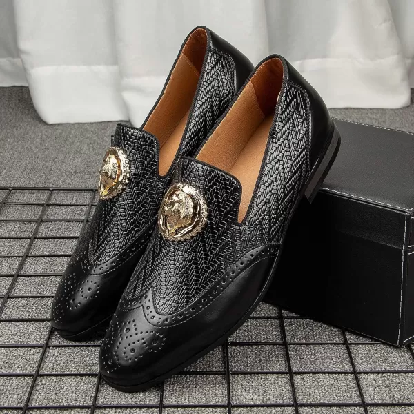 Meijiana Mens Fashion Classic Faux Leather Loafers and Weeding Dress Shoes for MenBlack02