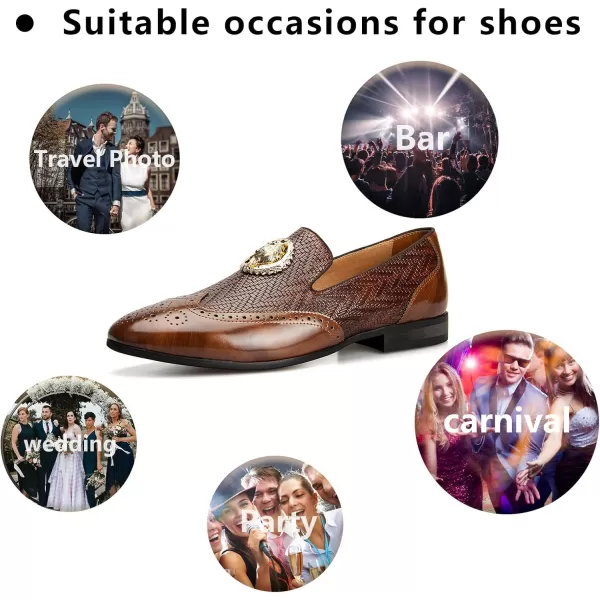 Meijiana Mens Fashion Classic Faux Leather Loafers and Weeding Dress Shoes for MenBrown03