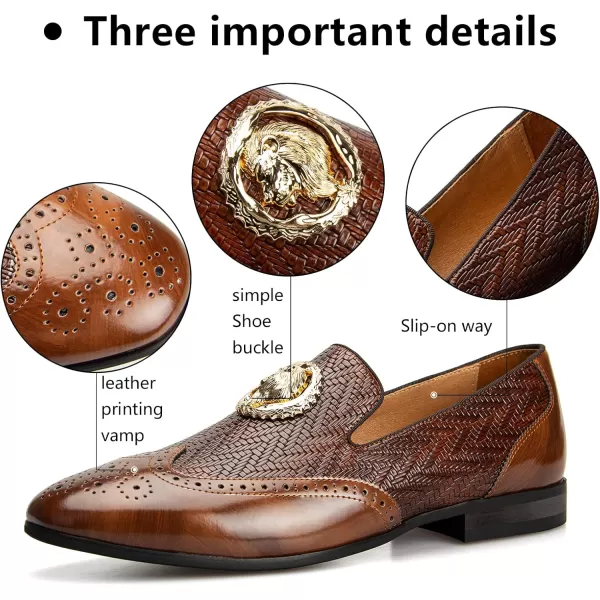 Meijiana Mens Fashion Classic Faux Leather Loafers and Weeding Dress Shoes for MenBrown03