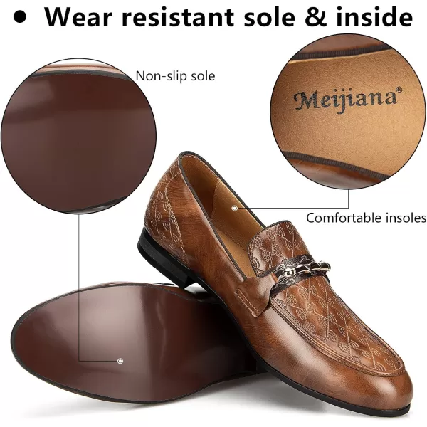 Meijiana Mens Fashion Classic Faux Leather Loafers and Weeding Dress Shoes for MenBrown06