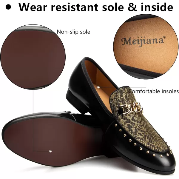 Meijiana Mens Fashion Classic Faux Leather Loafers and Weeding Dress Shoes for MenGold01