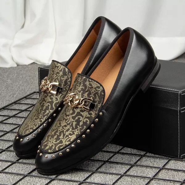 Meijiana Mens Fashion Classic Faux Leather Loafers and Weeding Dress Shoes for MenGold01