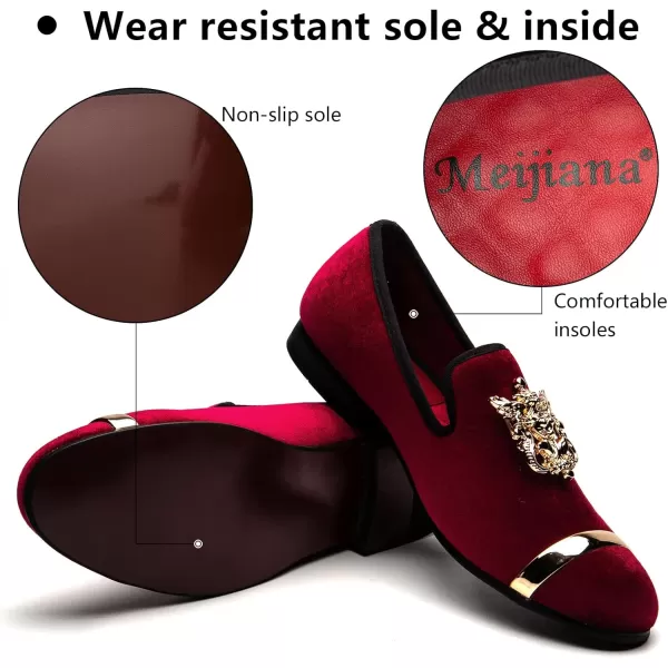 Meijiana Mens Fashion Classic Faux Leather Loafers and Weeding Dress Shoes for MenRed13
