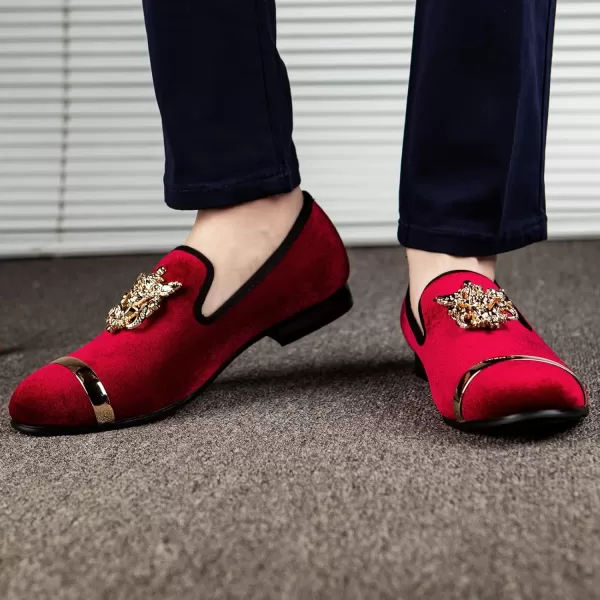 Meijiana Mens Fashion Classic Faux Leather Loafers and Weeding Dress Shoes for MenRed13