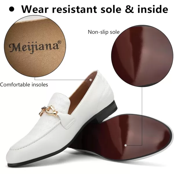 Meijiana Mens Fashion Classic Faux Leather Loafers and Weeding Dress Shoes for MenWhite08