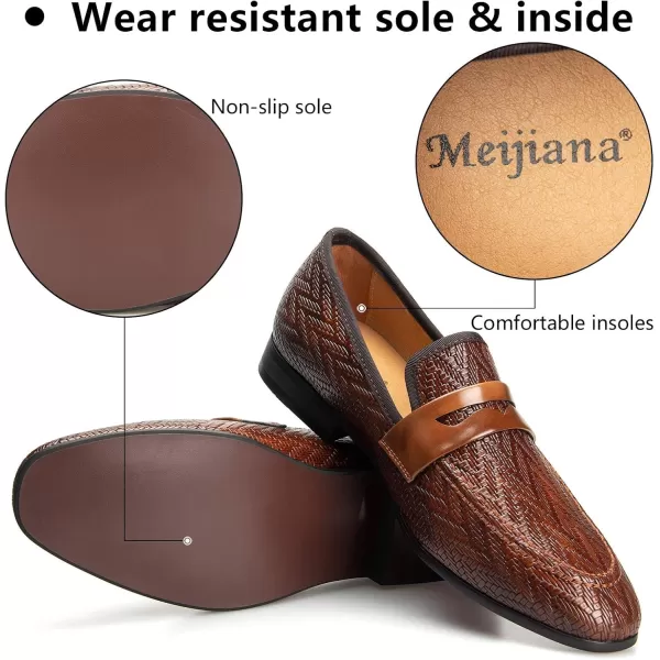 Meijiana Mens Fashion Classic Loafers Luxury Loafer Shoes and Weeding Dress Shoes for MenBrown04