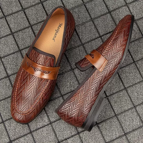 Meijiana Mens Fashion Classic Loafers Luxury Loafer Shoes and Weeding Dress Shoes for MenBrown04