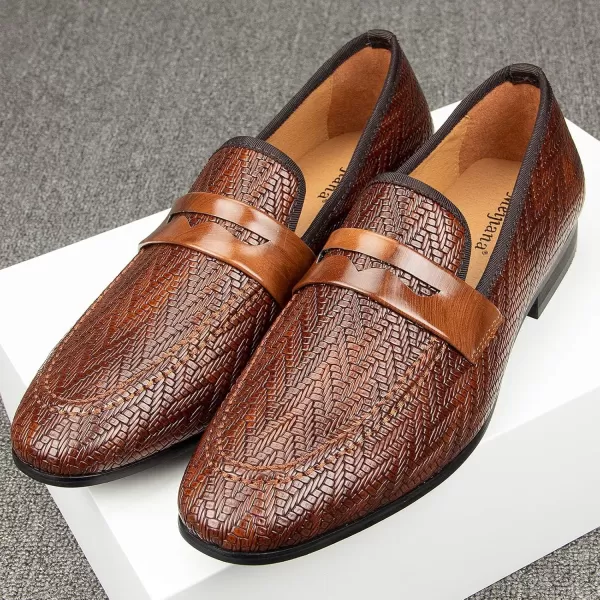 Meijiana Mens Fashion Classic Loafers Luxury Loafer Shoes and Weeding Dress Shoes for MenBrown04