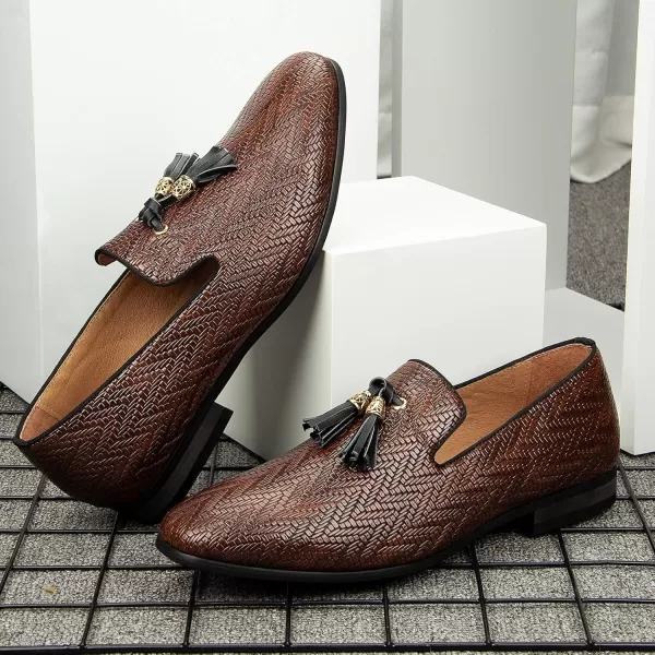Meijiana Mens Fashion Classic Loafers Luxury Loafer Shoes and Weeding Dress Shoes for MenBrown05