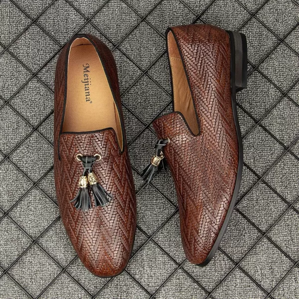 Meijiana Mens Fashion Classic Loafers Luxury Loafer Shoes and Weeding Dress Shoes for MenBrown05