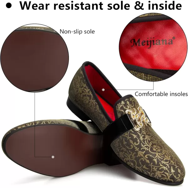Meijiana Mens Fashion Classic Loafers Luxury Loafer Shoes and Weeding Dress Shoes for MenGold02