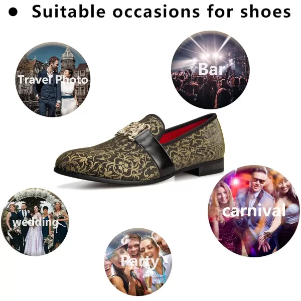 Meijiana Mens Fashion Classic Loafers Luxury Loafer Shoes and Weeding Dress Shoes for MenGold02