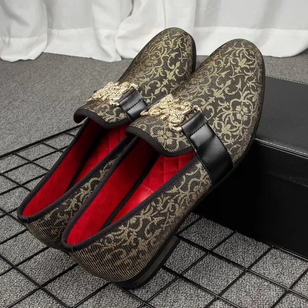 Meijiana Mens Fashion Classic Loafers Luxury Loafer Shoes and Weeding Dress Shoes for MenGold02