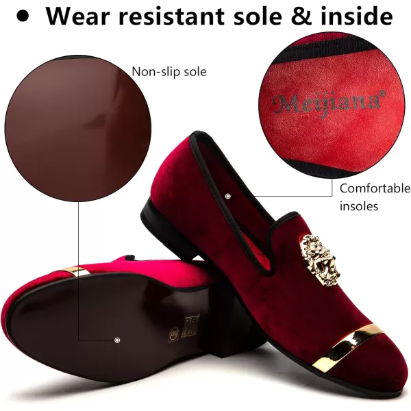 Meijiana Mens Fashion Classic Loafers Luxury Loafer Shoes and Weeding Dress Shoes for MenRed10