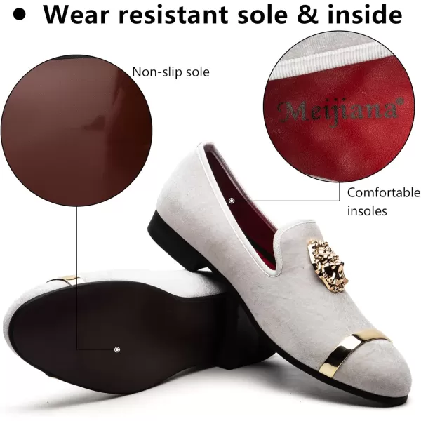 Meijiana Mens Fashion Classic Loafers Luxury Loafer Shoes and Weeding Dress Shoes for MenWhite11