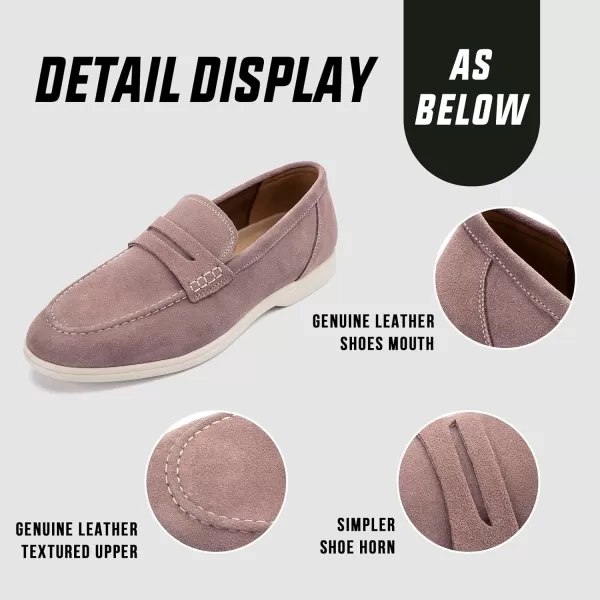 Meijiana Mens Genuine Leather Loafers SlipOn Moccasins Suede Dress Shoes Lightweight and Breathable with Rubber Sole Stylish Mens LoafersPink