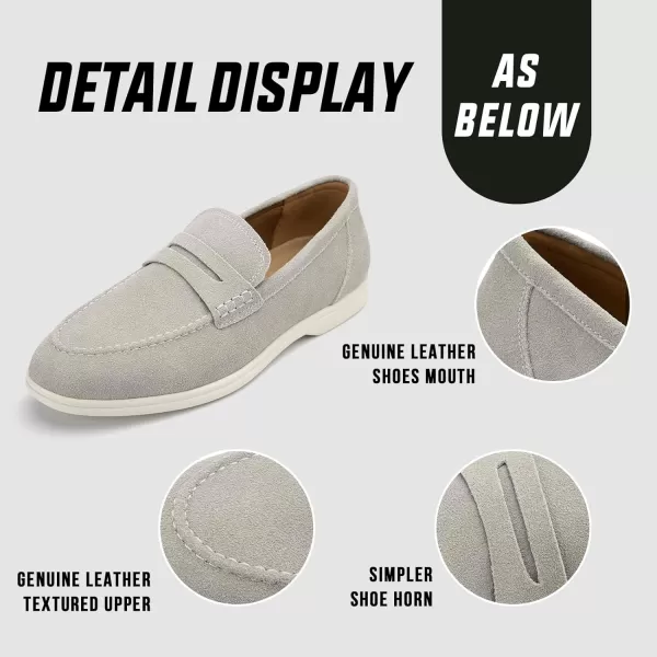 Meijiana Mens Genuine Leather Loafers SlipOn Moccasins Suede Dress Shoes Lightweight and Breathable with Rubber Sole Stylish Mens LoafersWhite