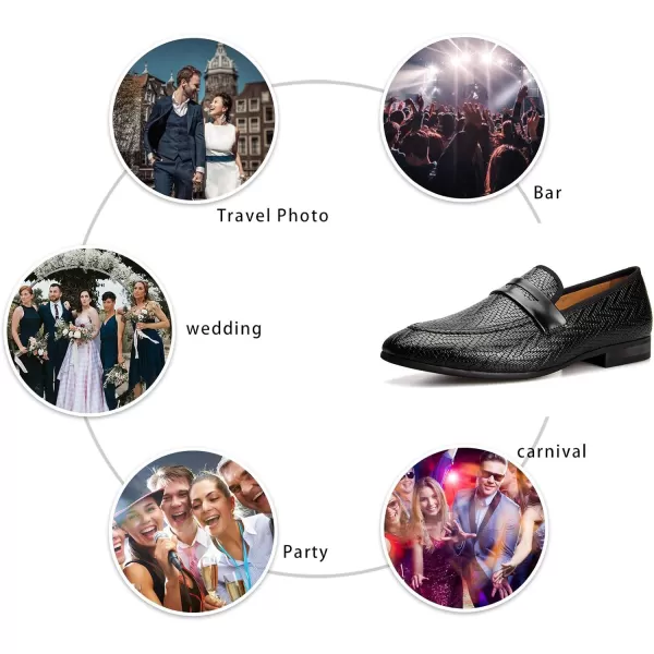 Meijiana Mens Loafers Classic Loafers Wedding Dress Shoes for Men Fashion Party LoafersBlack02