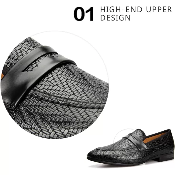 Meijiana Mens Loafers Classic Loafers Wedding Dress Shoes for Men Fashion Party LoafersBlack02