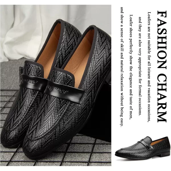 Meijiana Mens Loafers Classic Loafers Wedding Dress Shoes for Men Fashion Party LoafersBlack02