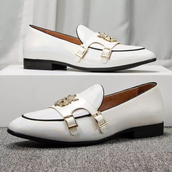 Meijiana Mens Loafers Classic Loafers Wedding Dress Shoes for Men Fashion Party LoafersWhite04