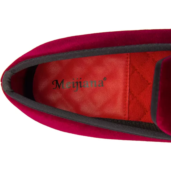 Meijiana Mens Loafers Classic Velvet Men Fashion Loafers Wedding Party Shoes for MenRed09