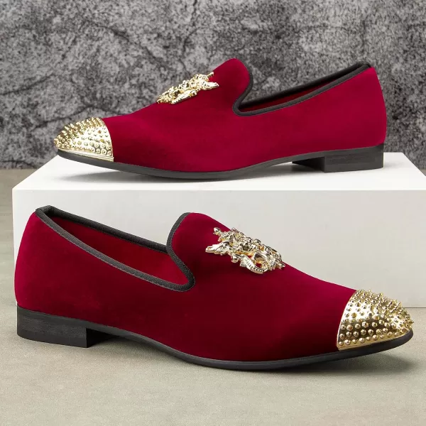 Meijiana Mens Loafers Classic Velvet Men Fashion Loafers Wedding Party Shoes for MenRed09