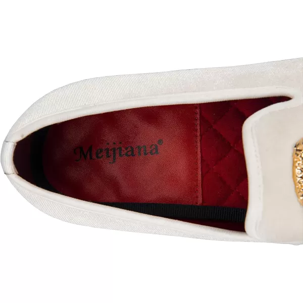 Meijiana Mens Loafers Classic Velvet Men Fashion Loafers Wedding Party Shoes for MenWhite03