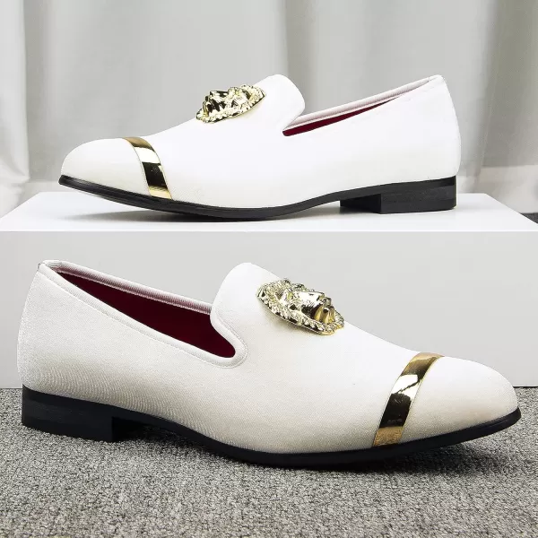 Meijiana Mens Loafers Classic Velvet Men Fashion Loafers Wedding Party Shoes for MenWhite03