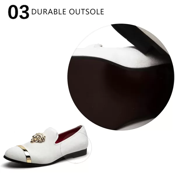 Meijiana Mens Loafers Classic Velvet Men Fashion Loafers Wedding Party Shoes for MenWhite07
