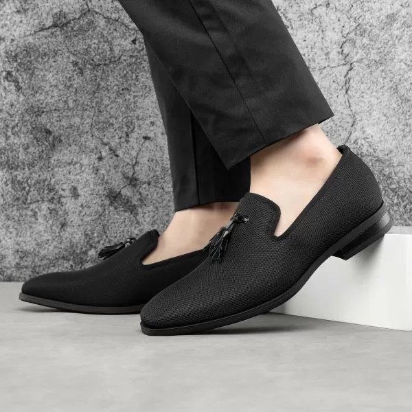 Meijiana Mens Loafers Lightweight SlipOn Moccasins Stylish Dress Shoes Breathable Tassels LoafersBlack25
