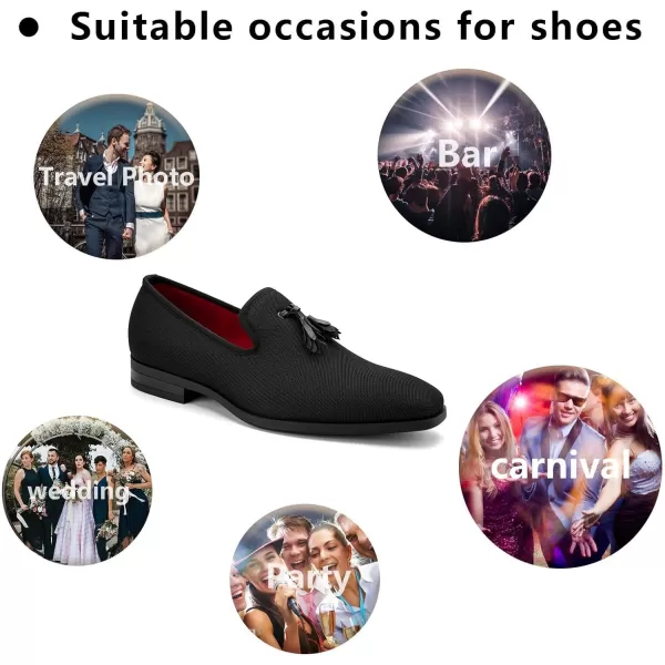 Meijiana Mens Loafers Lightweight SlipOn Moccasins Stylish Dress Shoes Breathable Tassels LoafersBlack25