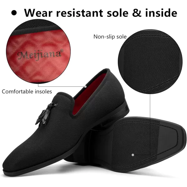 Meijiana Mens Loafers Lightweight SlipOn Moccasins Stylish Dress Shoes Breathable Tassels LoafersBlack25