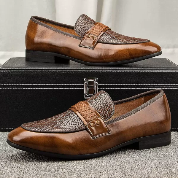 Meijiana Mens Loafers Lightweight SlipOn Moccasins Stylish Dress Shoes Breathable Tassels LoafersBrown19