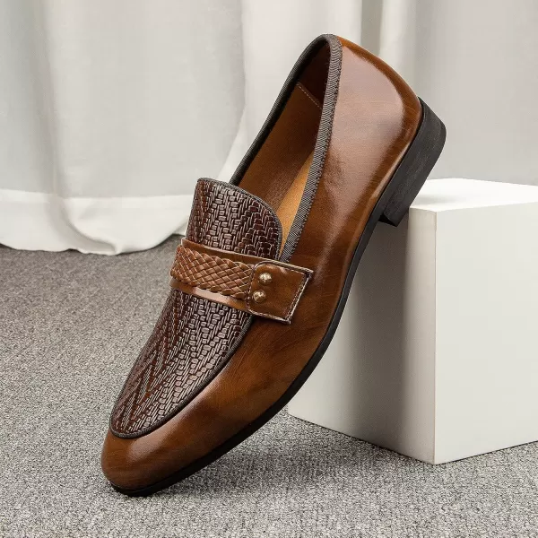 Meijiana Mens Loafers Lightweight SlipOn Moccasins Stylish Dress Shoes Breathable Tassels LoafersBrown19