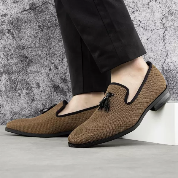 Meijiana Mens Loafers Lightweight SlipOn Moccasins Stylish Dress Shoes Breathable Tassels LoafersBrown24