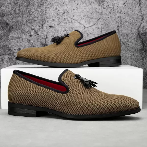 Meijiana Mens Loafers Lightweight SlipOn Moccasins Stylish Dress Shoes Breathable Tassels LoafersBrown24