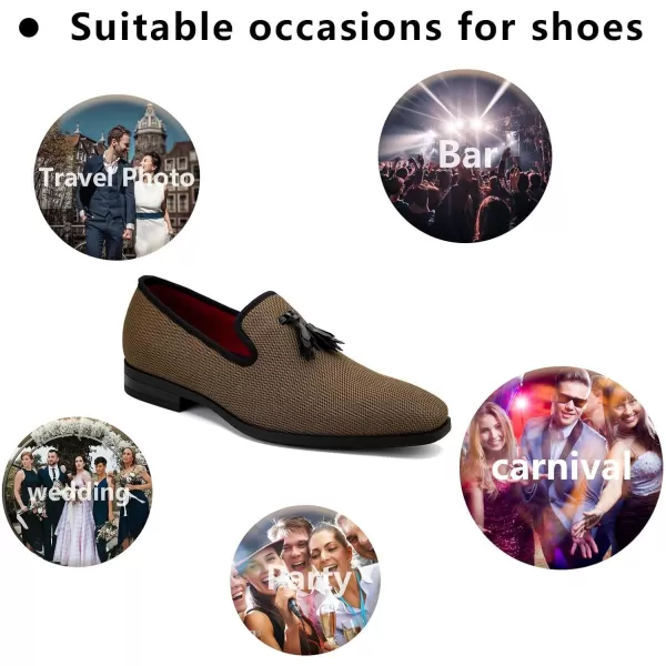 Meijiana Mens Loafers Lightweight SlipOn Moccasins Stylish Dress Shoes Breathable Tassels LoafersBrown24