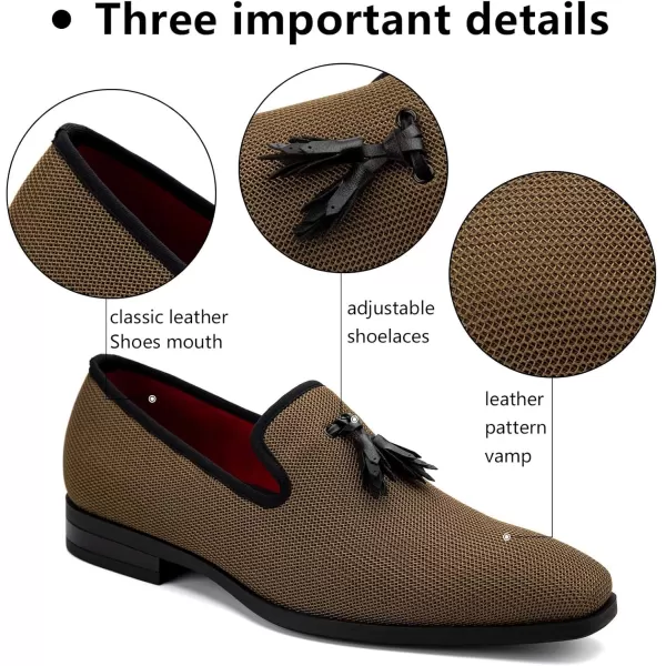 Meijiana Mens Loafers Lightweight SlipOn Moccasins Stylish Dress Shoes Breathable Tassels LoafersBrown24