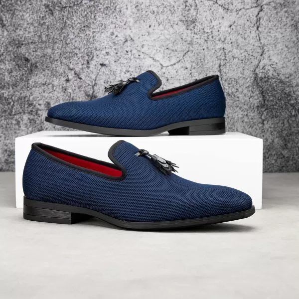 Meijiana Mens Loafers Lightweight SlipOn Moccasins Stylish Dress Shoes Breathable Tassels LoafersDark Blue22