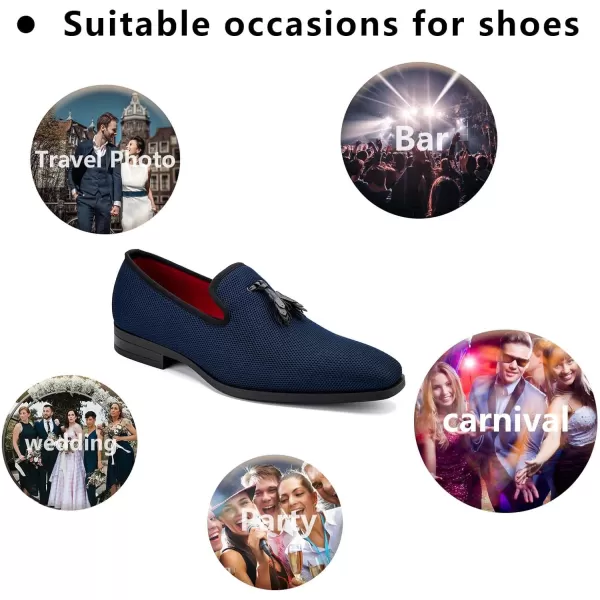 Meijiana Mens Loafers Lightweight SlipOn Moccasins Stylish Dress Shoes Breathable Tassels LoafersDark Blue22