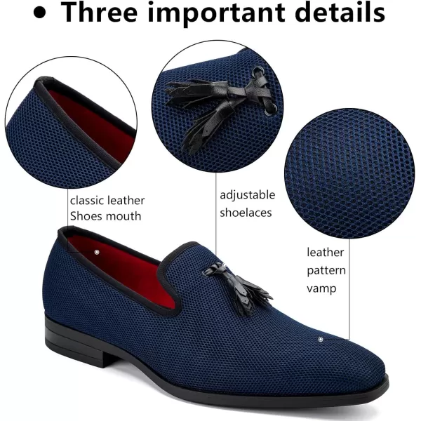 Meijiana Mens Loafers Lightweight SlipOn Moccasins Stylish Dress Shoes Breathable Tassels LoafersDark Blue22