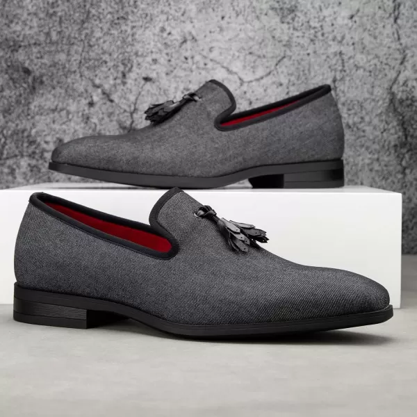 Meijiana Mens Loafers Lightweight SlipOn Moccasins Stylish Dress Shoes Breathable Tassels LoafersDenim Black27