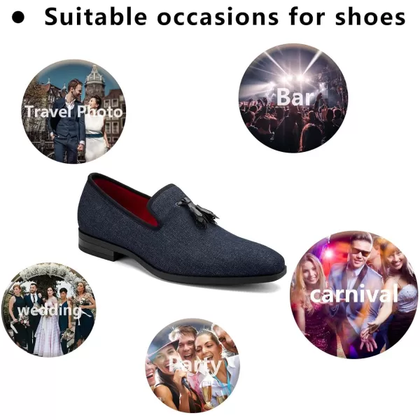 Meijiana Mens Loafers Lightweight SlipOn Moccasins Stylish Dress Shoes Breathable Tassels LoafersDenim Blue28