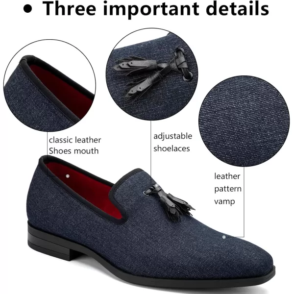 Meijiana Mens Loafers Lightweight SlipOn Moccasins Stylish Dress Shoes Breathable Tassels LoafersDenim Blue28