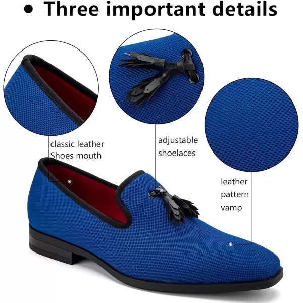 Meijiana Mens Loafers Lightweight SlipOn Moccasins Stylish Dress Shoes Breathable Tassels LoafersLight Blue23