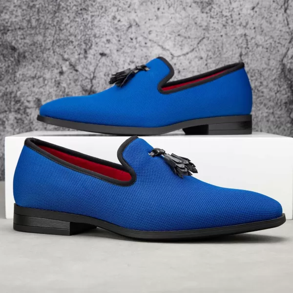 Meijiana Mens Loafers Lightweight SlipOn Moccasins Stylish Dress Shoes Breathable Tassels LoafersLight Blue23