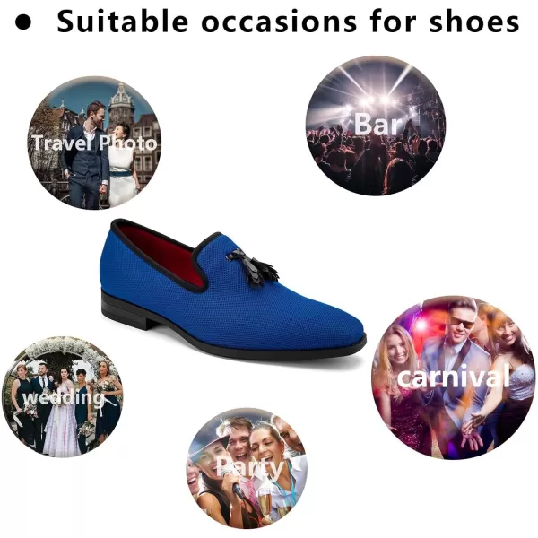 Meijiana Mens Loafers Lightweight SlipOn Moccasins Stylish Dress Shoes Breathable Tassels LoafersLight Blue23